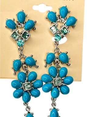 Fashion Jewelry Turquoise Floral Dangle Earrings - Women Jewelry